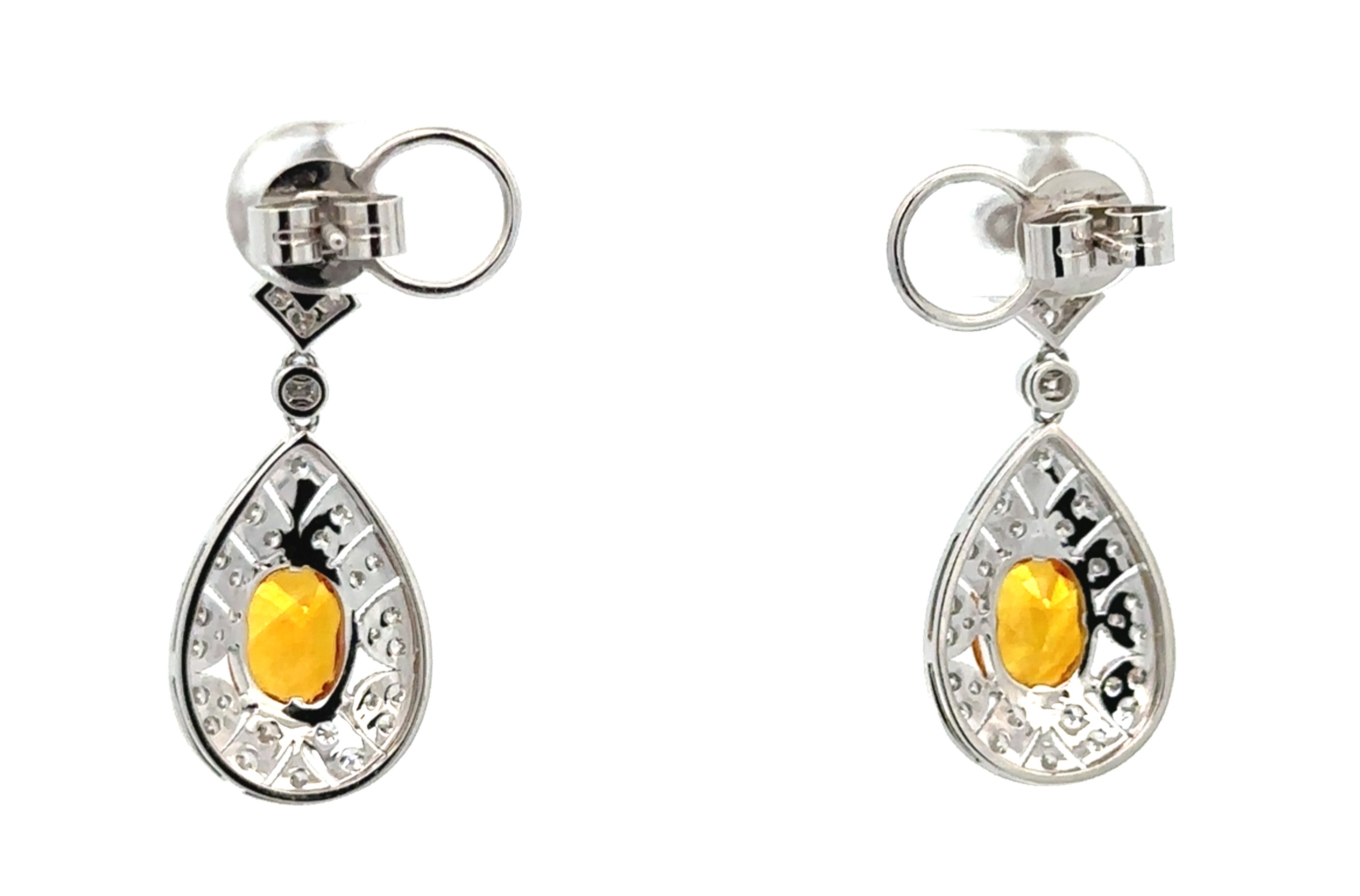 Almost 3 Carats Total Weight Orange Sapphire Dangling Earrings