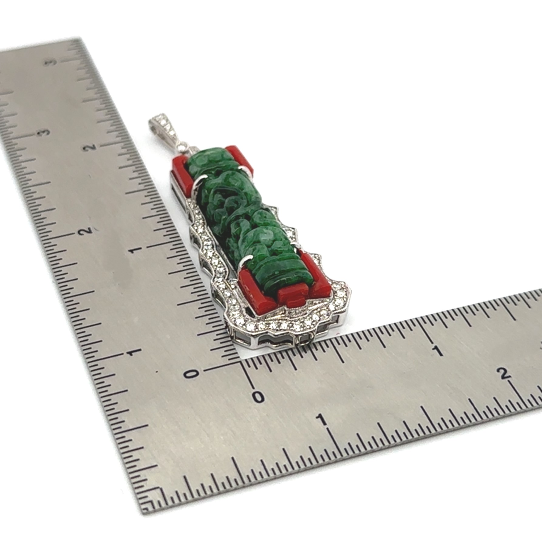 Carved Natural Green Jade Pendant With Chain
