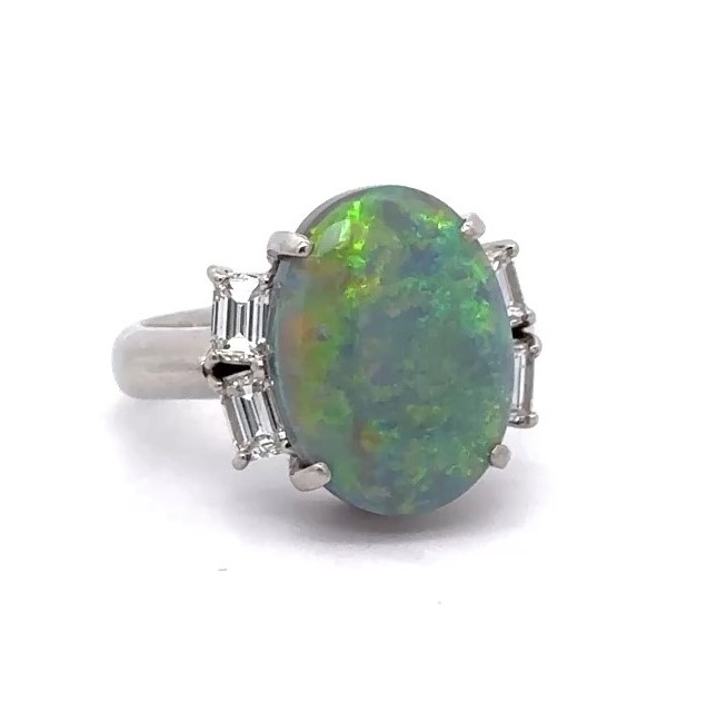 5 Carats Australian Opal Platinum Ring