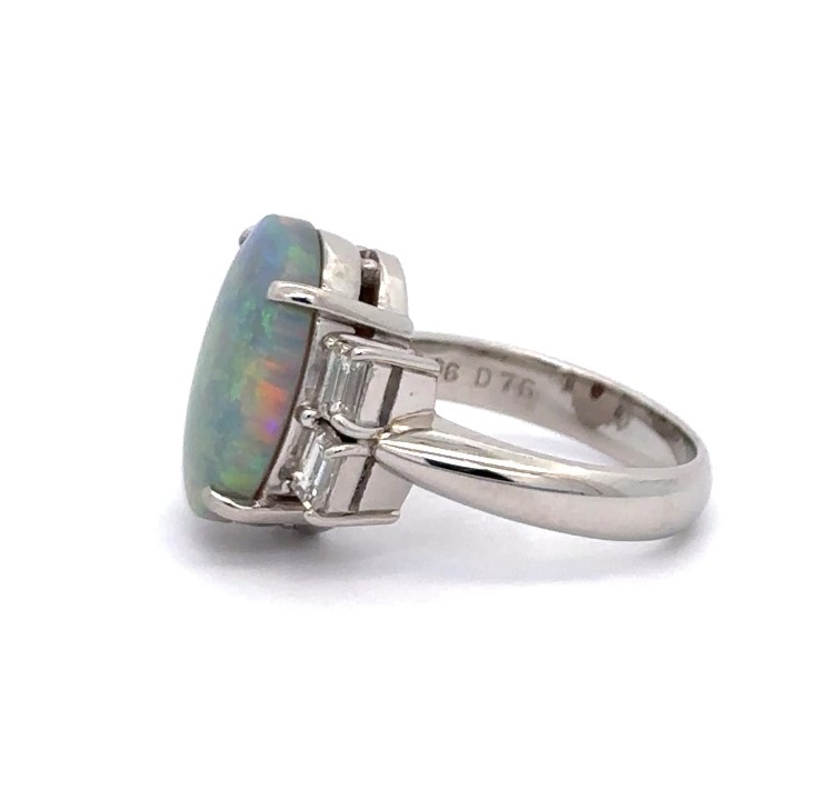 5 Carats Australian Opal Platinum Ring