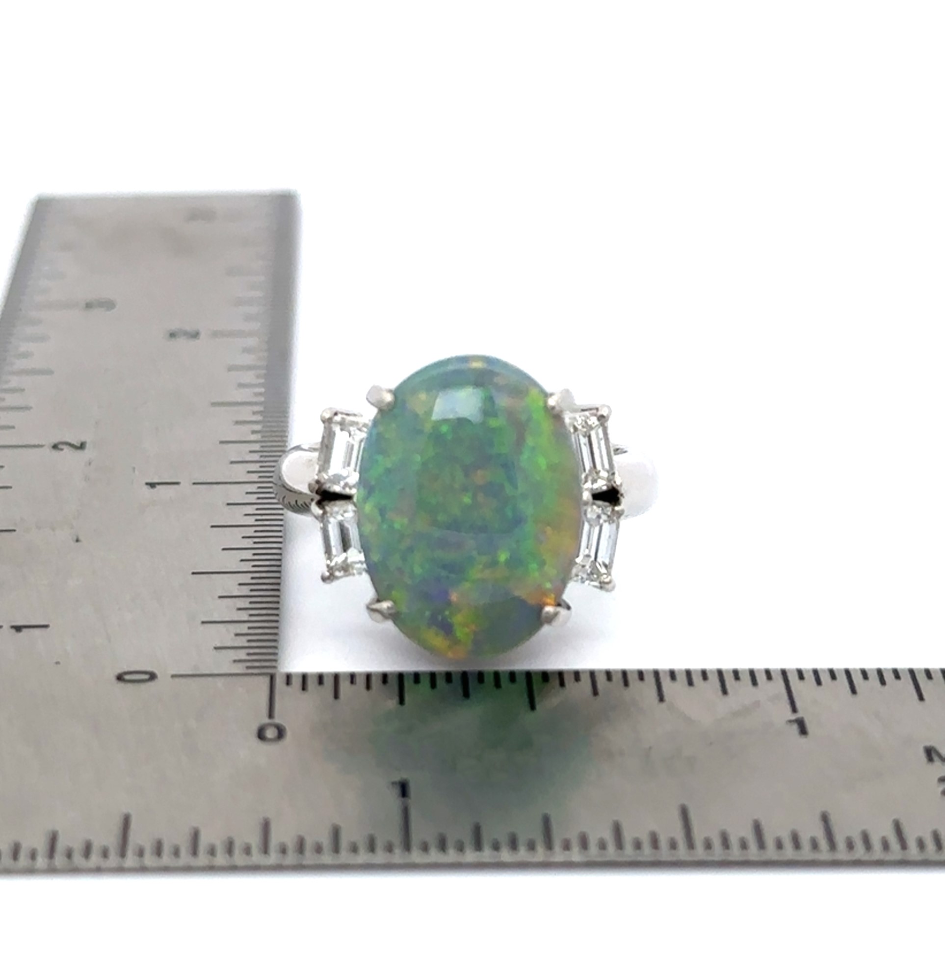 5 Carats Australian Opal Platinum Ring