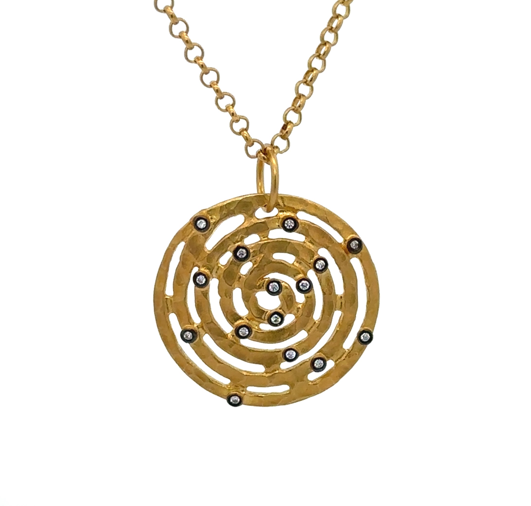 22K Yellow Gold Meander Pendant With Chain