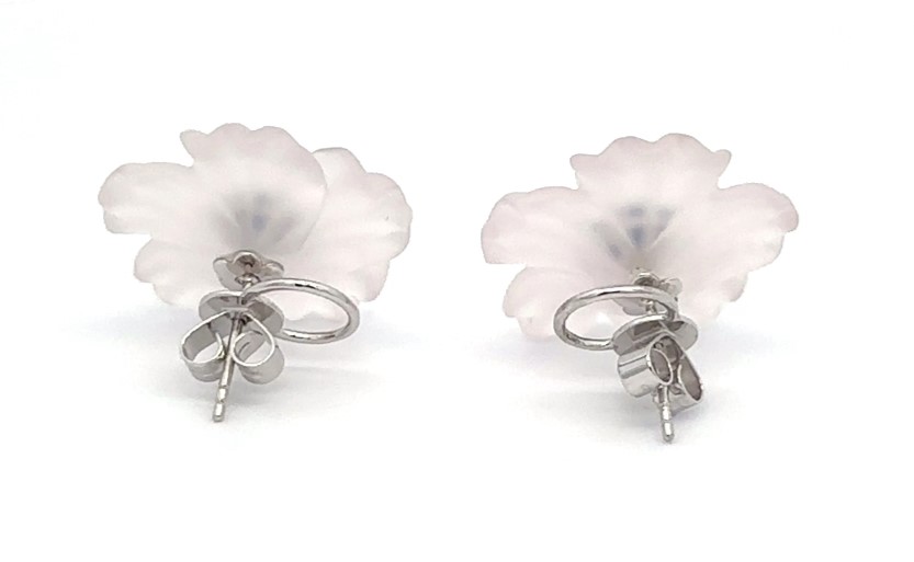 Sapphire & Crystal Floral Design White Gold Earrings