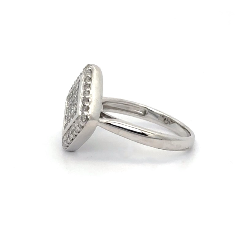 Square Shape Invisible Set Diamond Ring In 18K White Gold