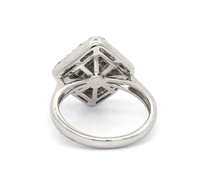 Square Shape Invisible Set Diamond Ring In 18K White Gold