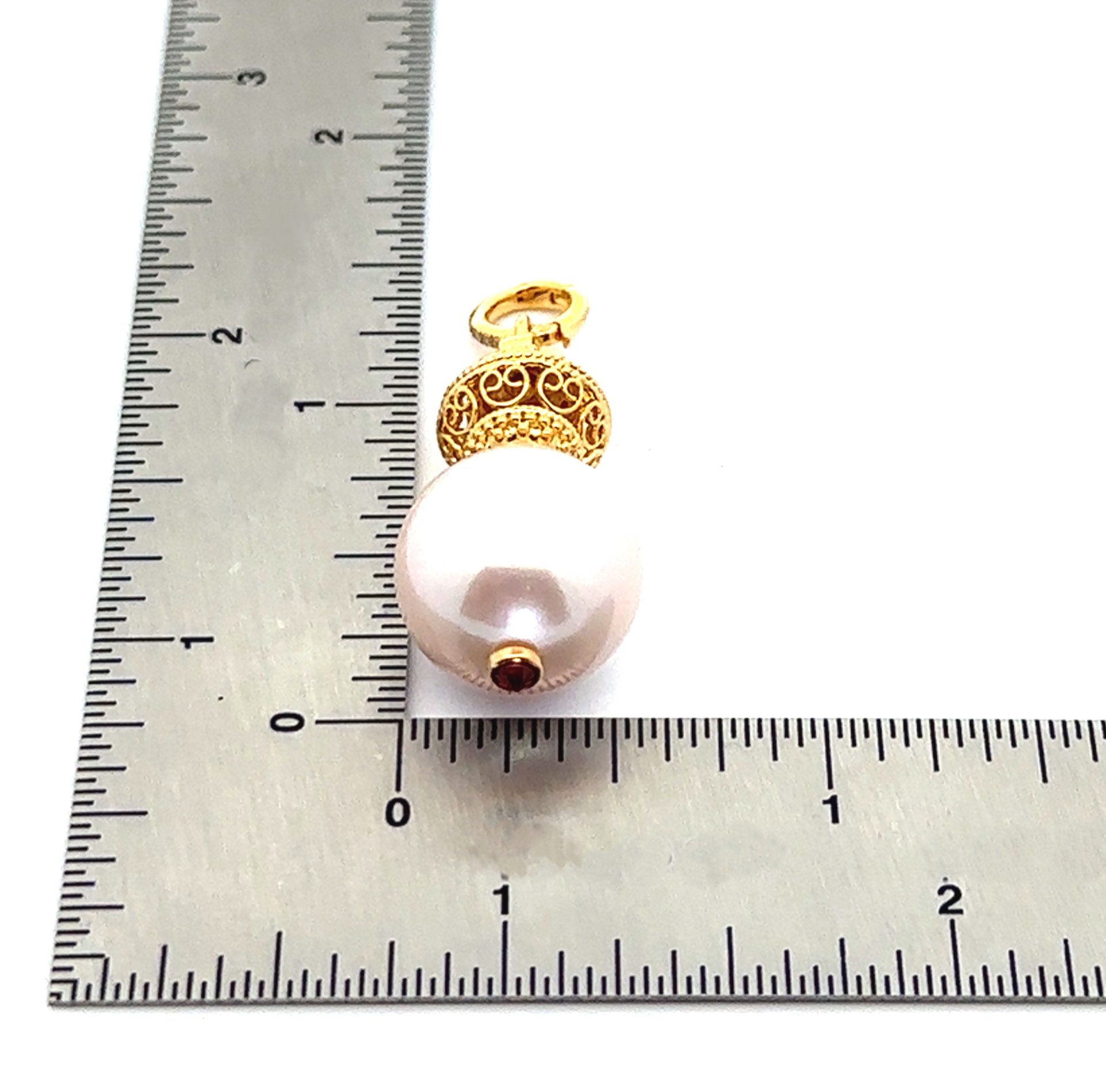 15mm White Fresh Water Pearl Pendant Enhancer With Chain