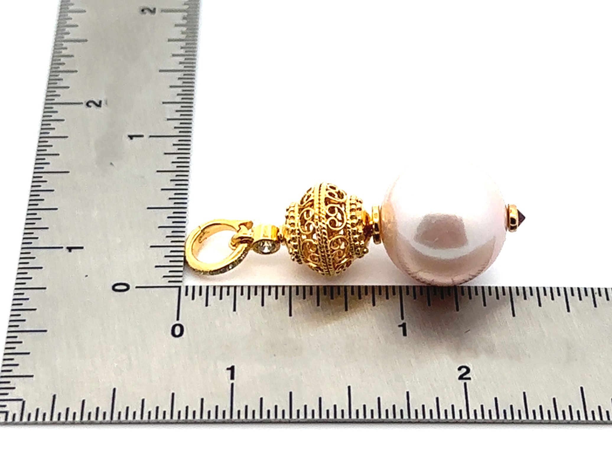 15mm White Fresh Water Pearl Pendant Enhancer With Chain