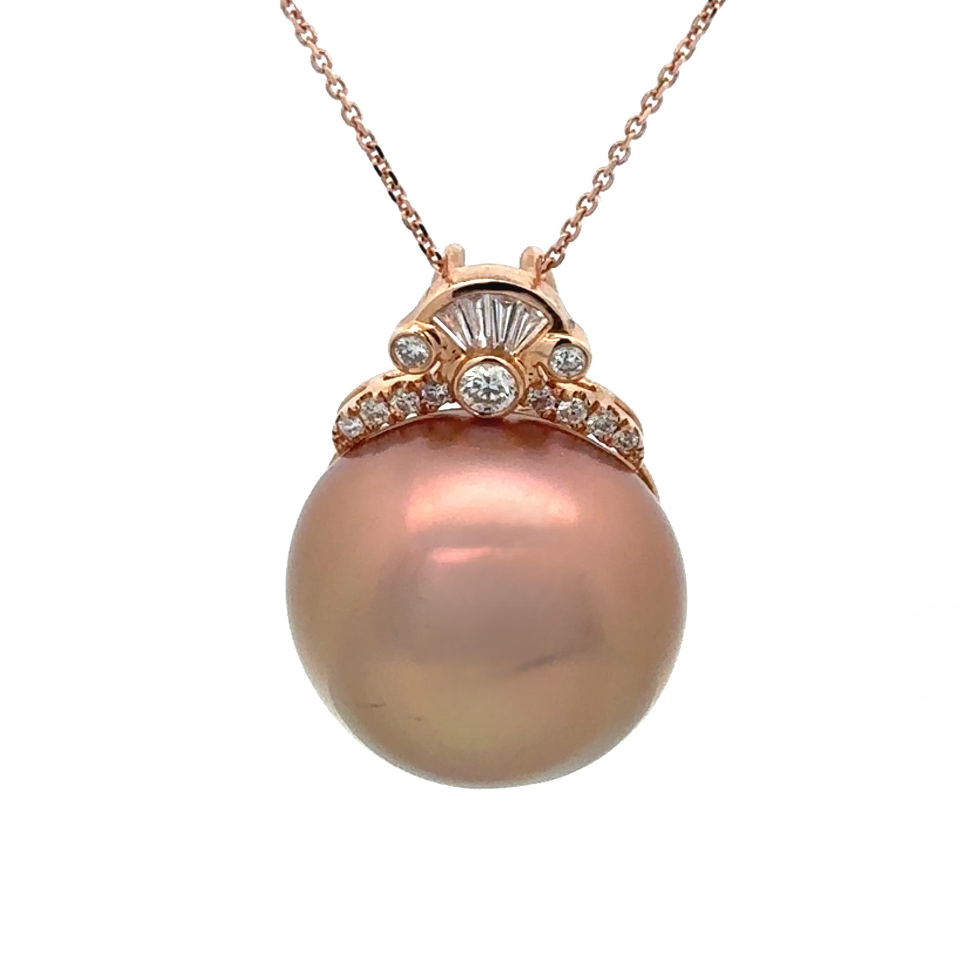 Natural Champaign Color Fresh Water Pearl Pendant With Chain
