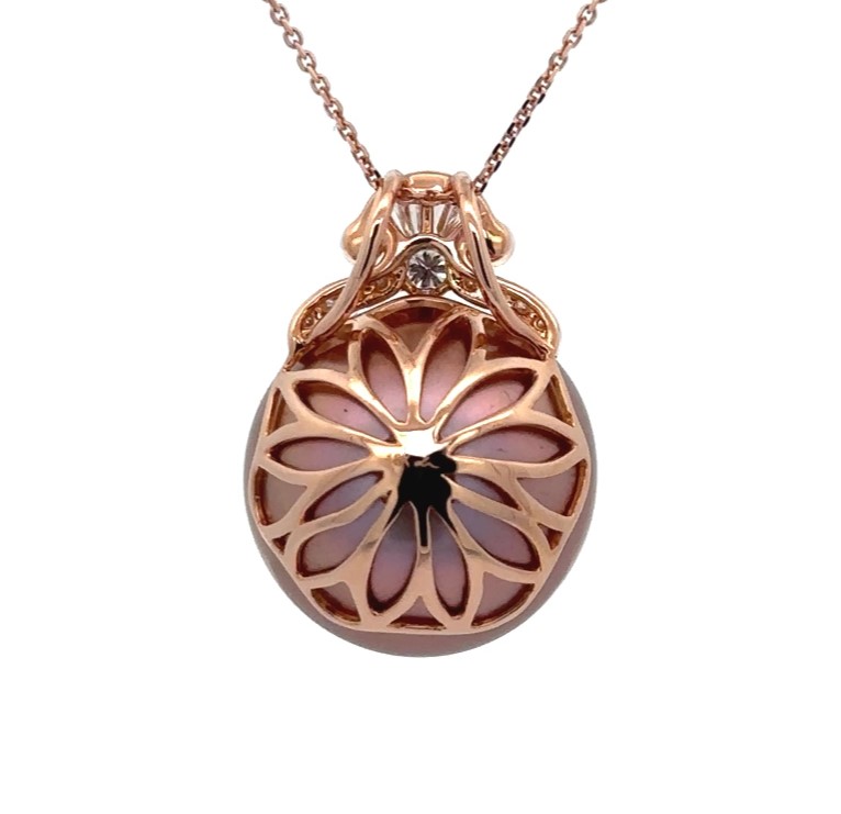 Natural Champaign Color Fresh Water Pearl Pendant With Chain