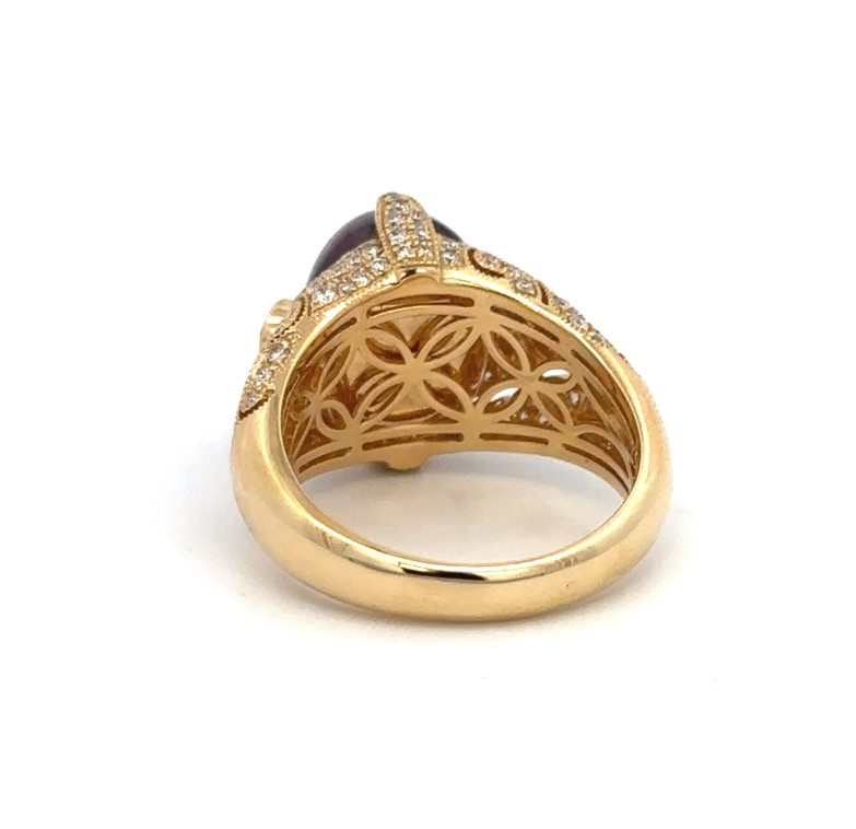10 Carats Star Ruby Yellow Gold Ring