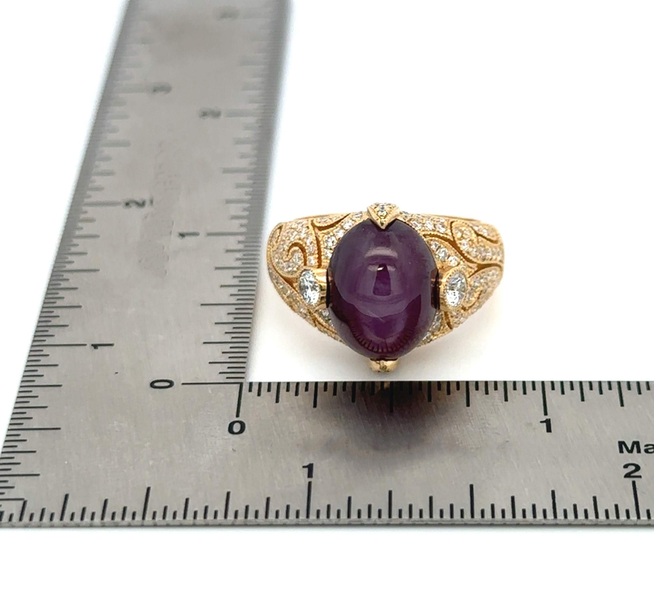 10 Carats Star Ruby Yellow Gold Ring