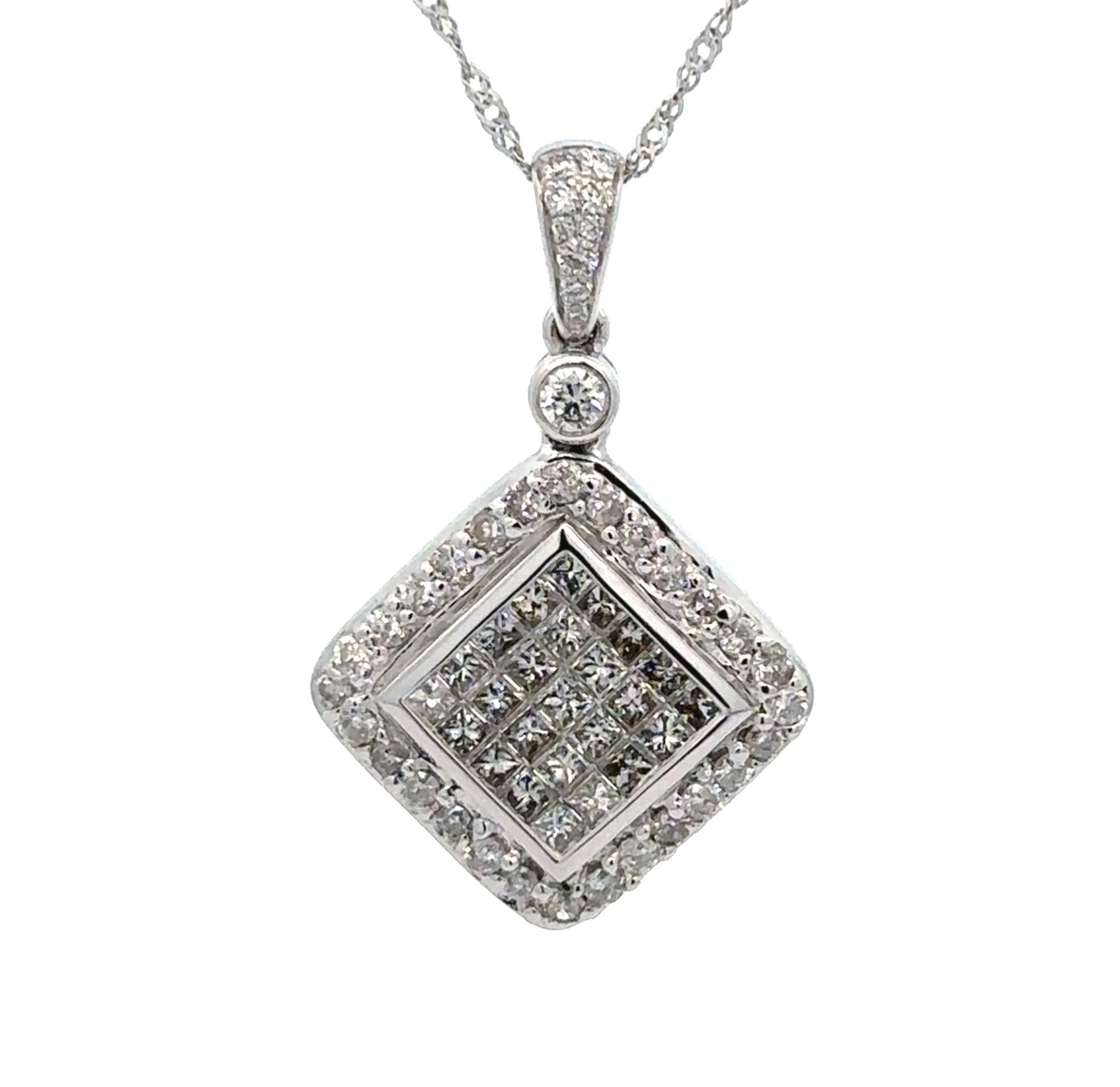 Almost 1 Carat Total Weight Diamond Pendant With Chain