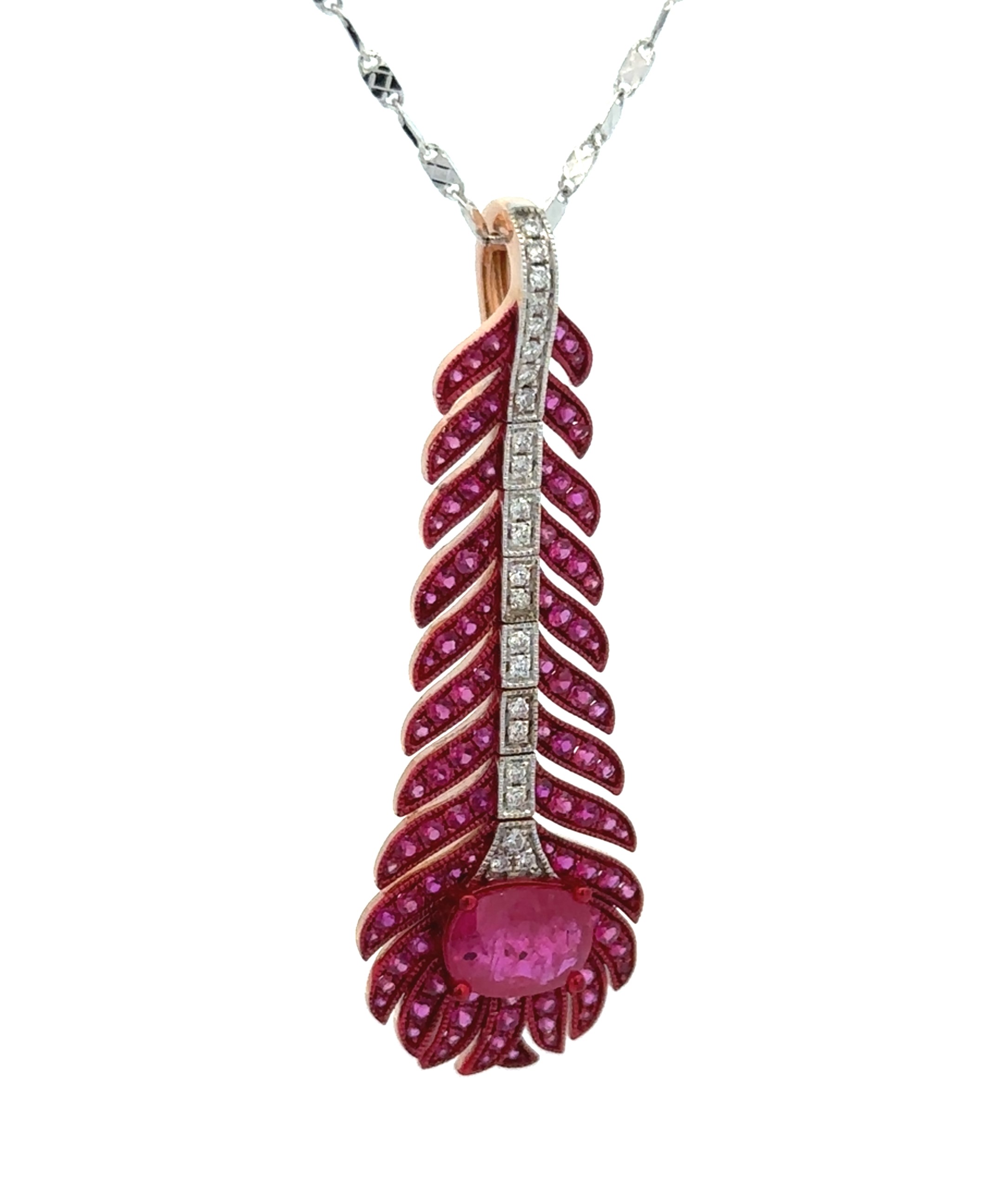 Rose Gold Ruby Pendant Enhancer With Chain