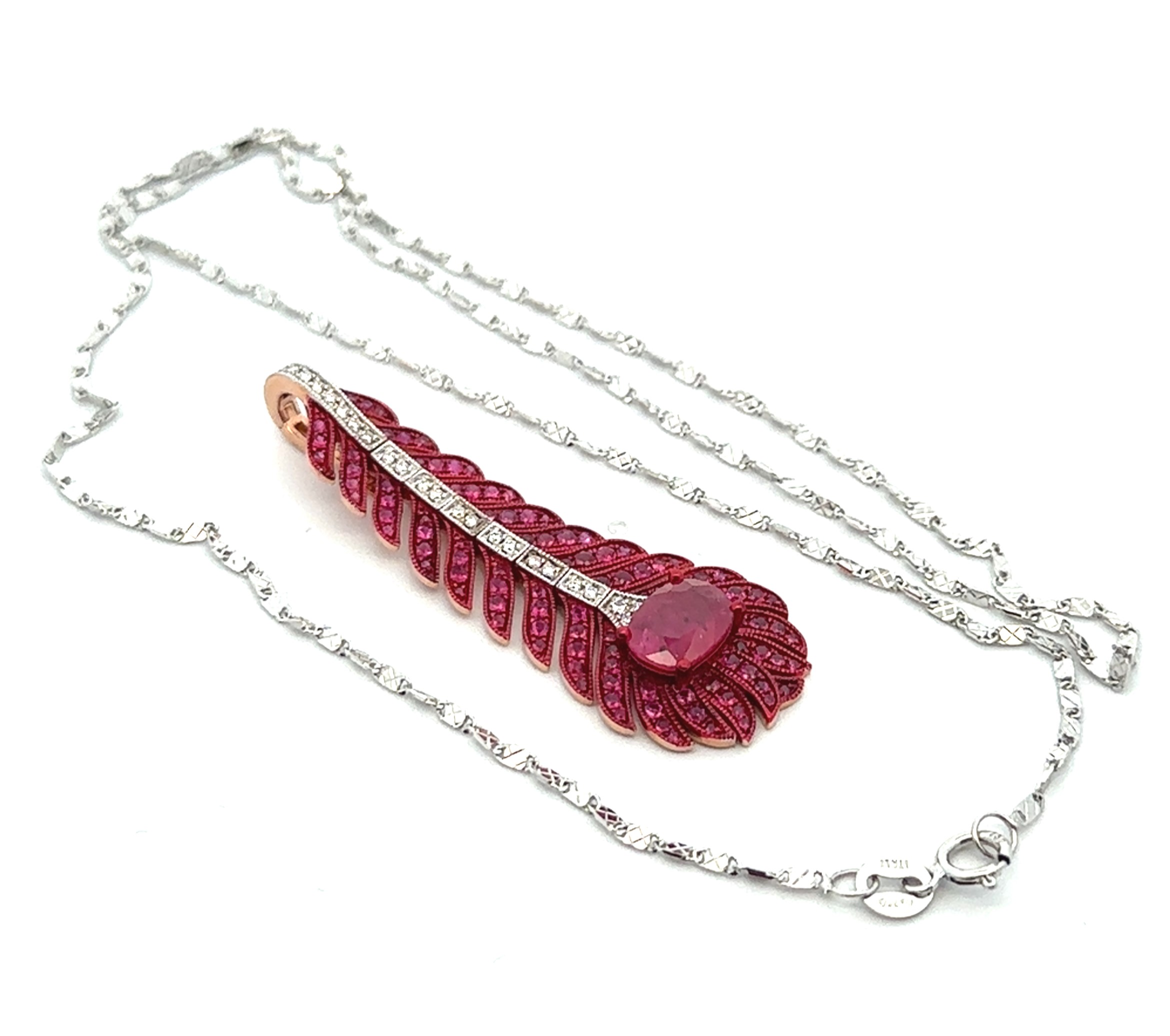 Rose Gold Ruby Pendant Enhancer With Chain