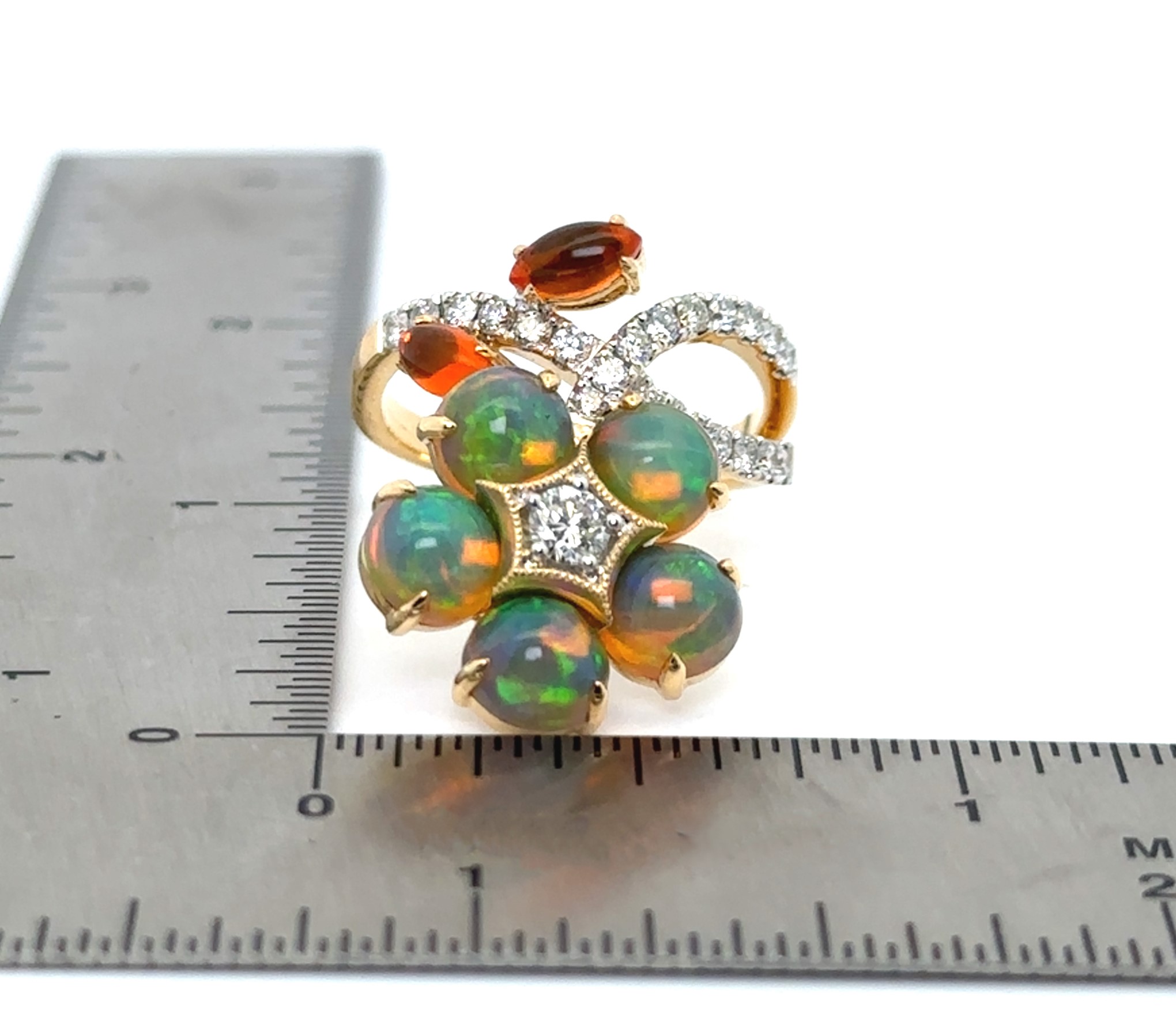 Floral Design Opal Ring In 18K Yellow Gold