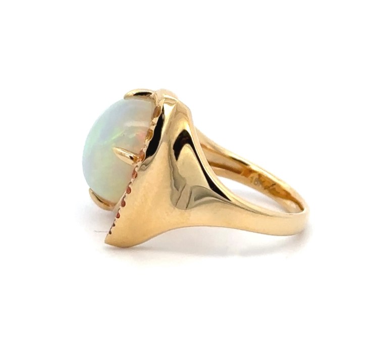 Open Style Yellow Gold Opal Ring