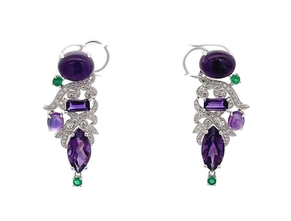 Amethyst Dangling White Gold Earrings