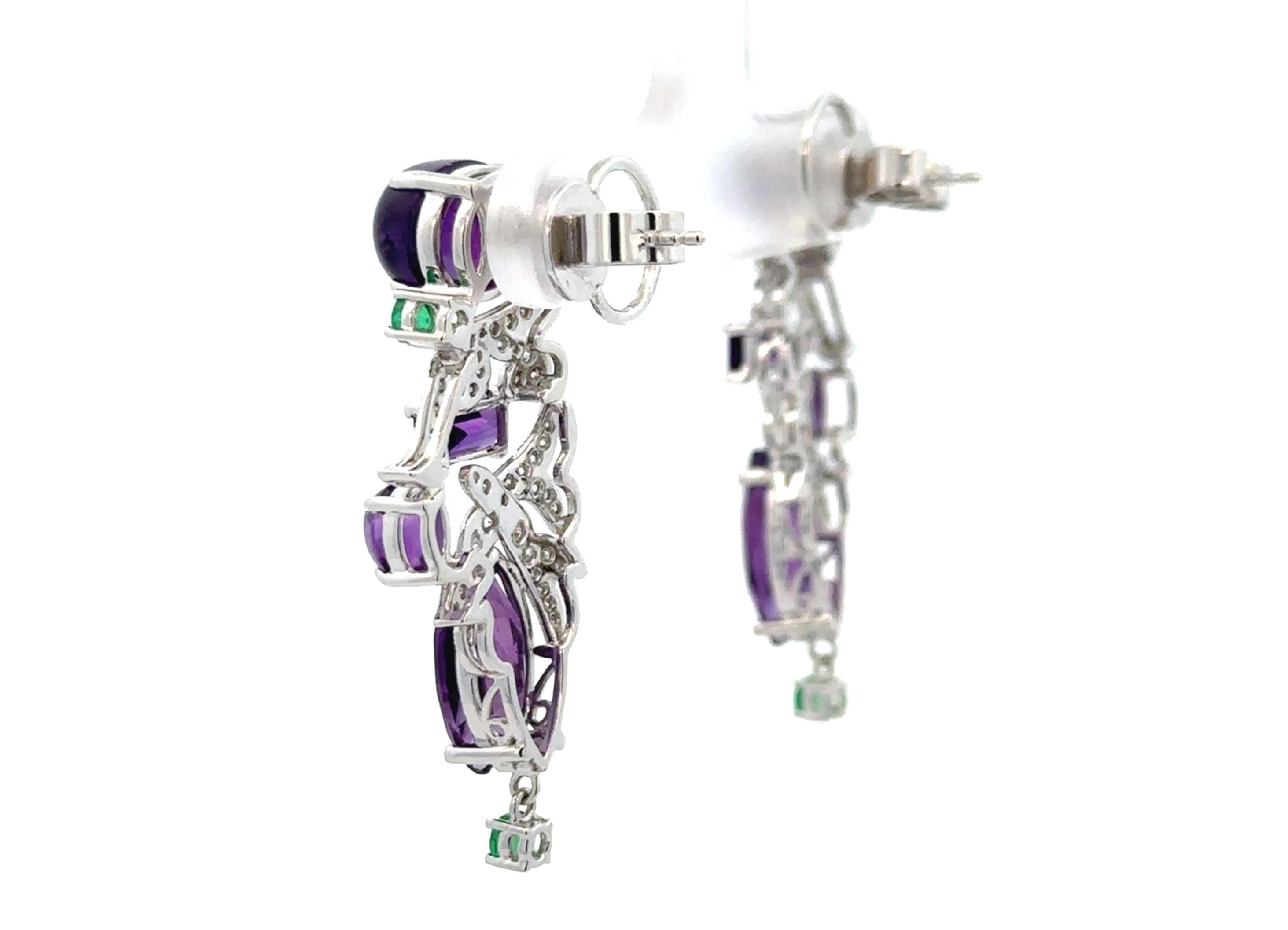 Amethyst Dangling White Gold Earrings
