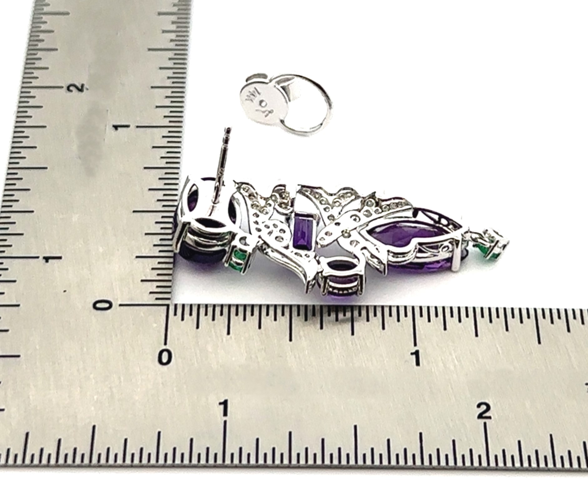 Amethyst Dangling White Gold Earrings