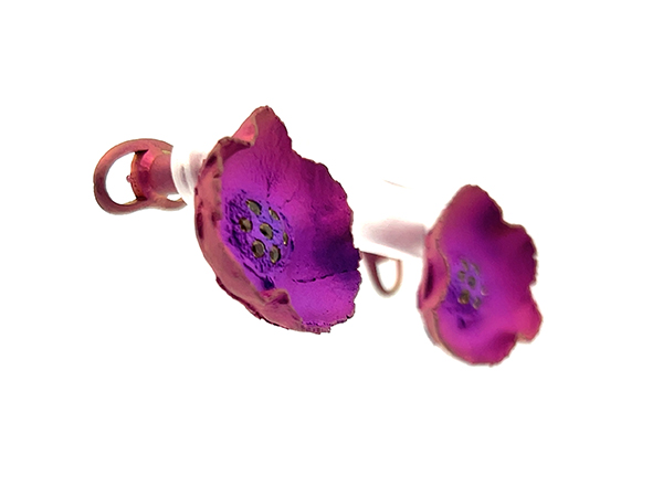 Pink Titanium Earrings With Yellow Sapphire