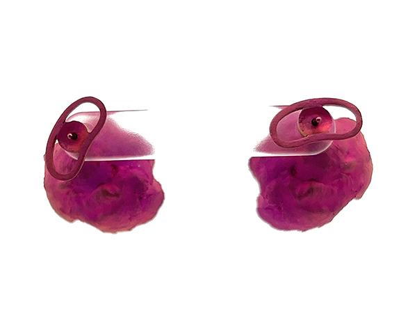 Pink Titanium Earrings With Yellow Sapphire