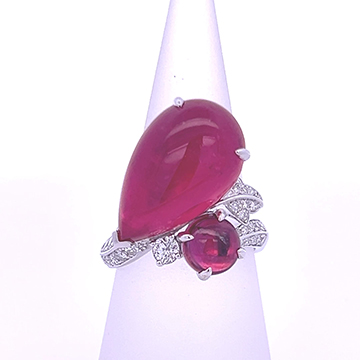18k white gold  pink tourmaline diamond ring