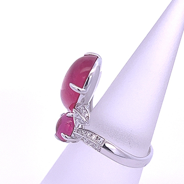 18k white gold  pink tourmaline diamond ring