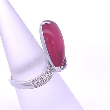 18k white gold  pink tourmaline diamond ring