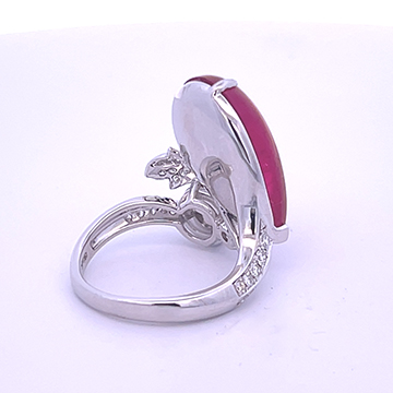 18k white gold  pink tourmaline diamond ring