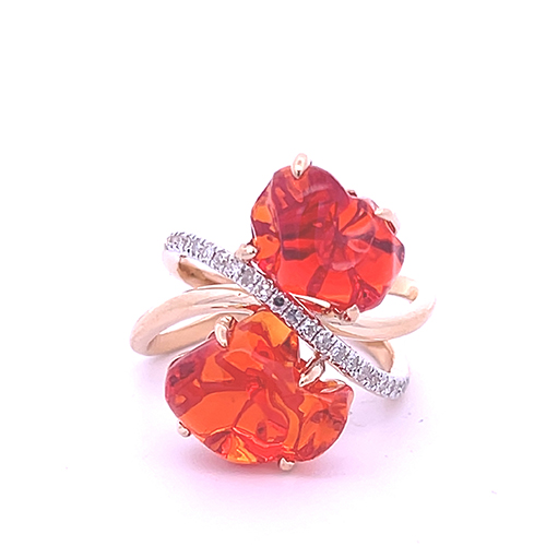 18K White Gold Opal and Diamond Ring