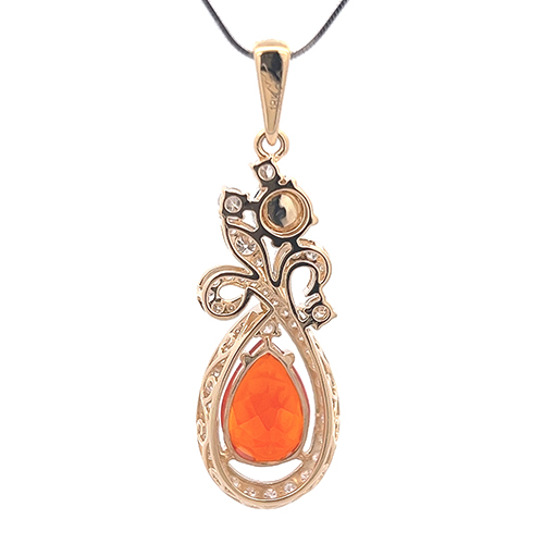 18k yellow gold diamond opal and emerald pendant