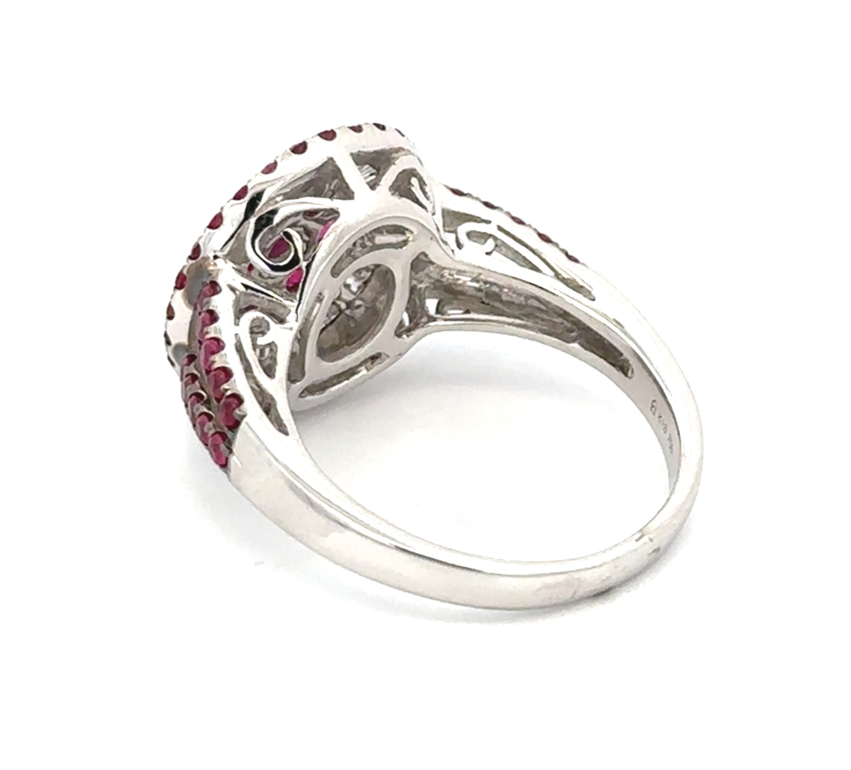 Over 1 Carat Total Weight Ruby Diamond White Gold Ring